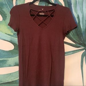 maroon top